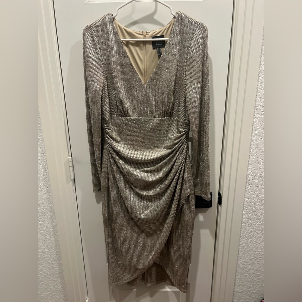 Adrianna Papell Metallic Long Sleeve Dress